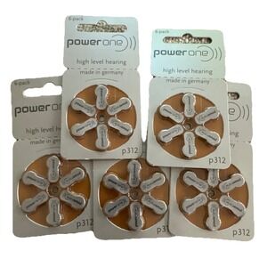 30 Power One Size‎ P312 Hearing Aid Batteries 5 Packs Of 6 New Made In Germany